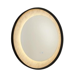 Luxo - Black LED Mirror with Marble Effect - Defogging Function 80 cm