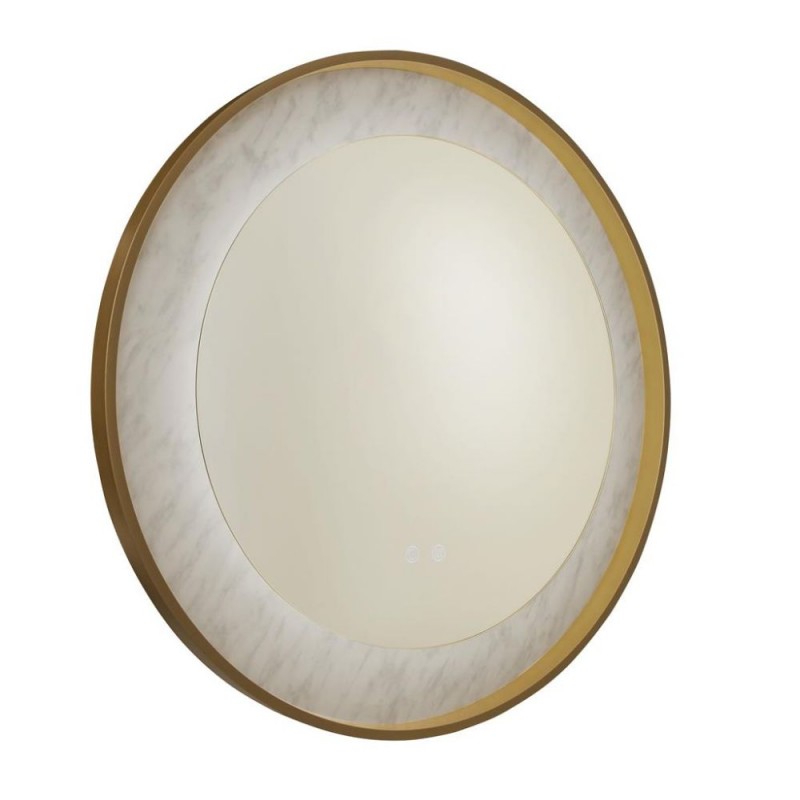Searchlight-96060GO - Luxo - Gold LED Mirror with Marble Effect - Defogging Function 80 cm