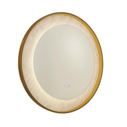 Luxo - Gold LED Mirror with Marble Effect - Defogging Function 80 cm