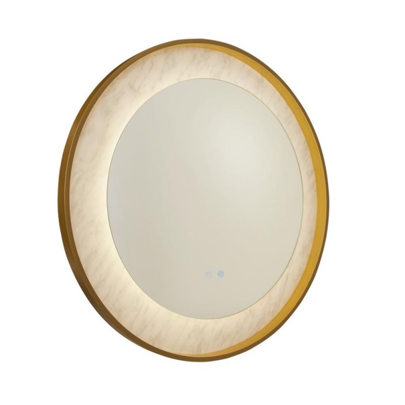 Searchlight-96060GO - Luxo - Gold LED Mirror with Marble Effect - Defogging Function 80 cm