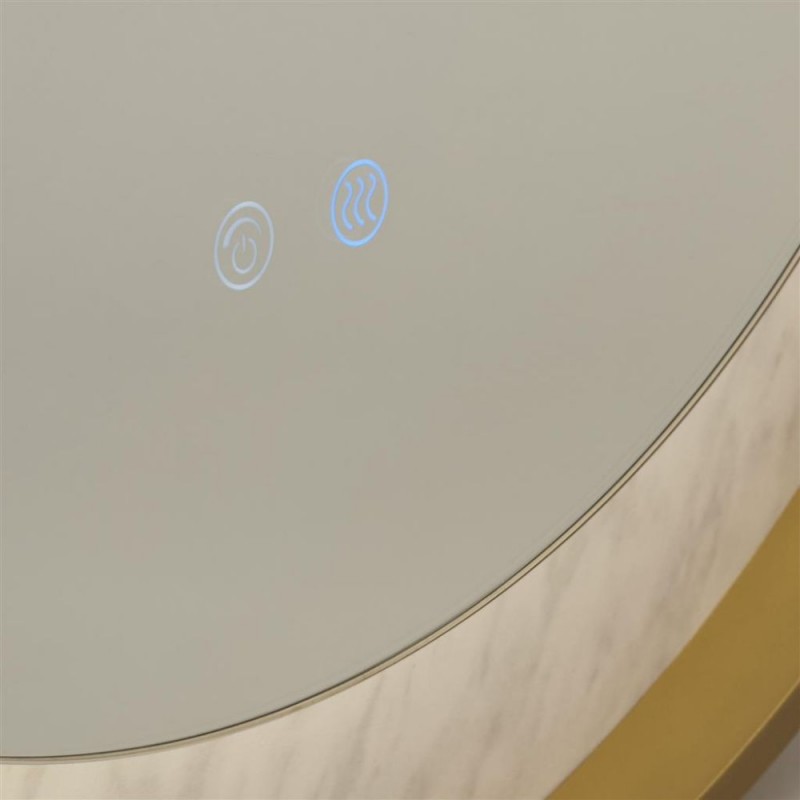 Searchlight-96060GO - Luxo - Gold LED Mirror with Marble Effect - Defogging Function 80 cm