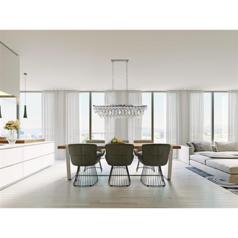 Searchlight-9635-5CC - Michelle - Chrome 5 Light over Island Fitting with Rain Drop Glass