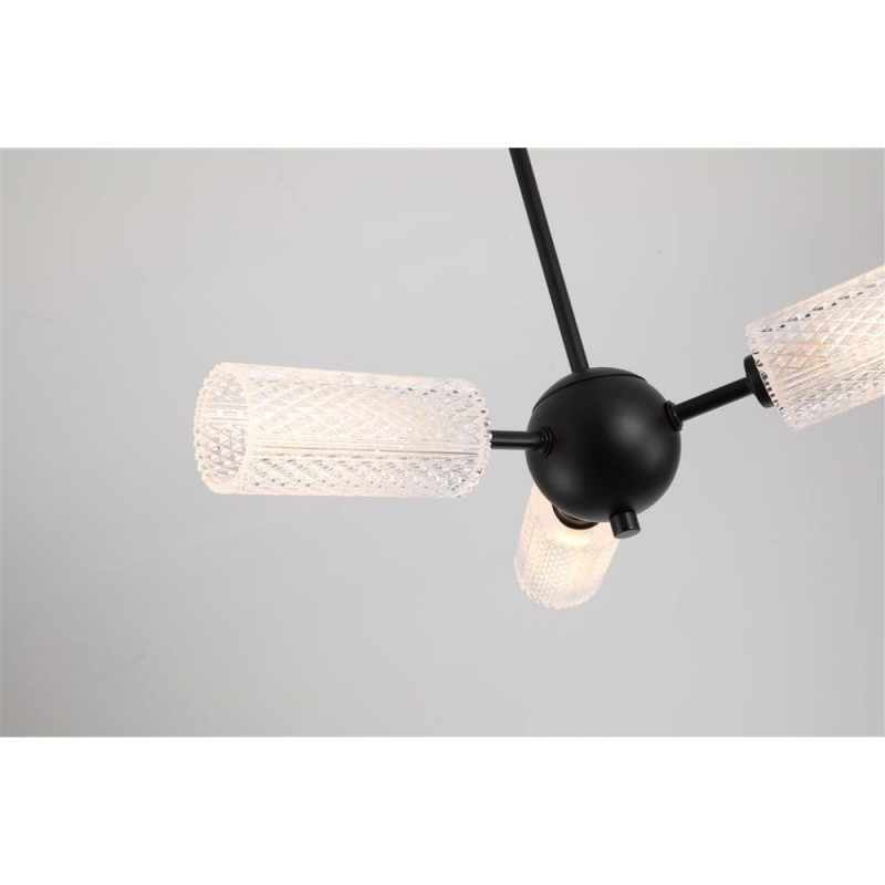 Searchlight-96503-3BK - Cosmic - Black 3 Light Semi Flush with Decorative Clear Shade