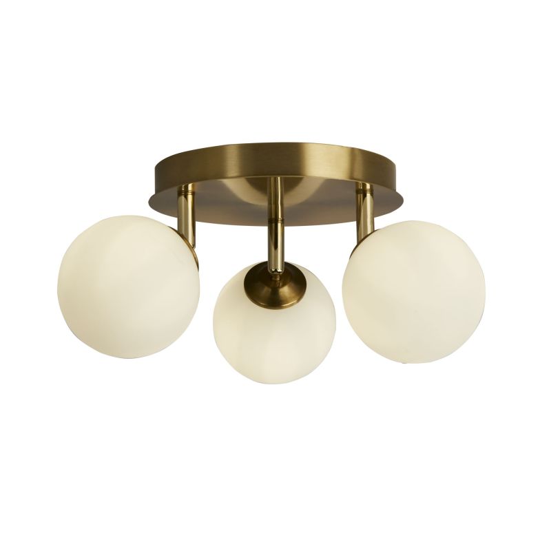 Searchlight-96913-3GO - Crosby - Gold 3 Light Semi Flush with Opal Glasses