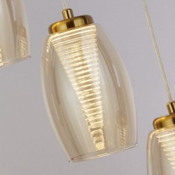 Cyclone - Bronze 5 Light LED Cluster Pendant with Amber Glasses