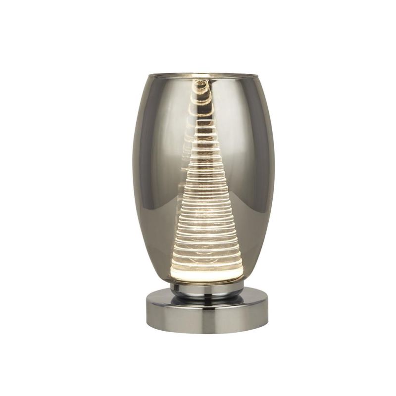 Searchlight-97293-1SM - Cyclone - LED Smoky Glass & Chrome Table Lamp