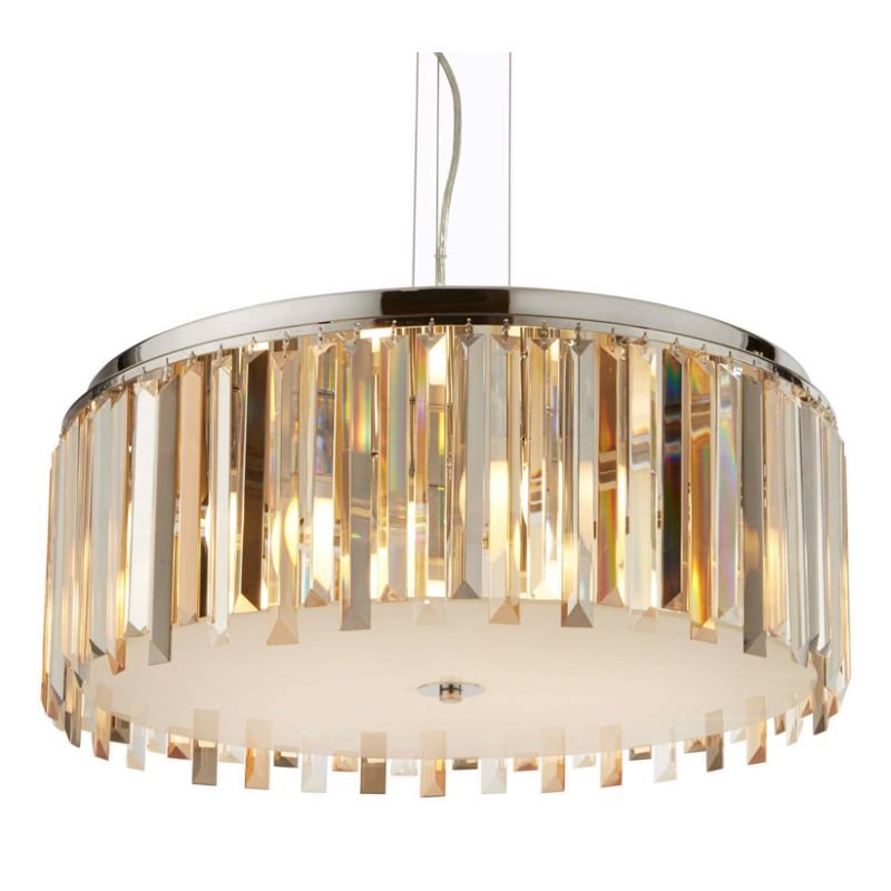 Ceiling Lights - Clarissa - Crystal with Chrome 5 Light Pendant Searchlight-9835-5CC - Clarissa - Crystal with Chrome 5 Light Pendant