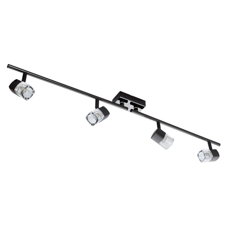 Searchlight-9884BC - Blocs - Black Chrome 4 Spotlights with Clear Glasses