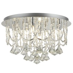 Mela - Chrome 6 Light Flush with Crystal