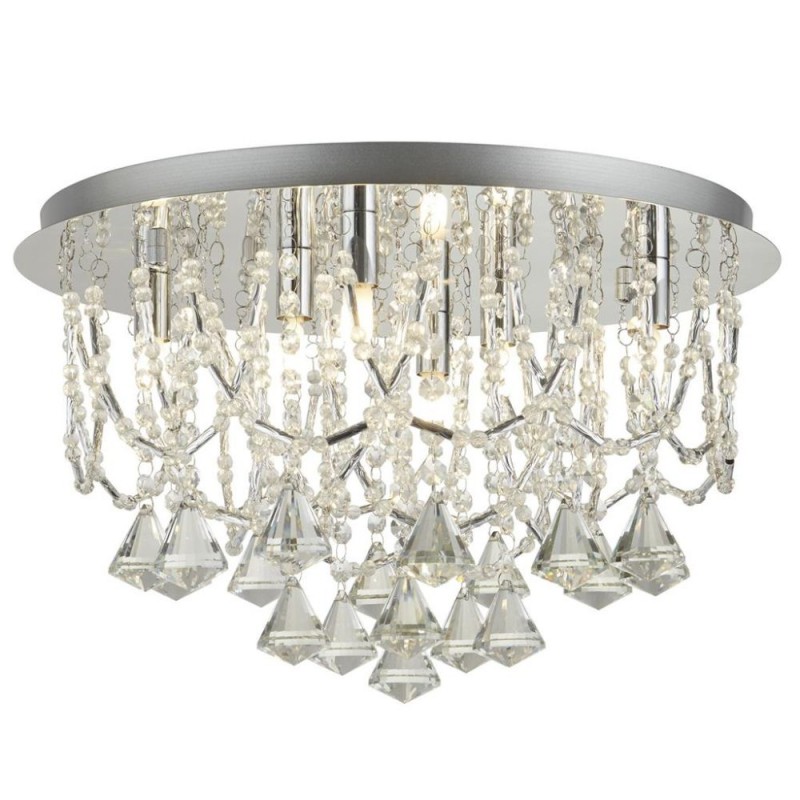 Searchlight-9986-6CC - Mela - Chrome 6 Light Flush with Crystal