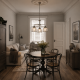 Searchlight-1683-3SS - Bistro II - Satin Silver 3 Light Centre Fitting with Textured Clear Glass