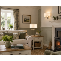 Knightsbridge - Satin Silver 3 Light Table Lamp with White Shade