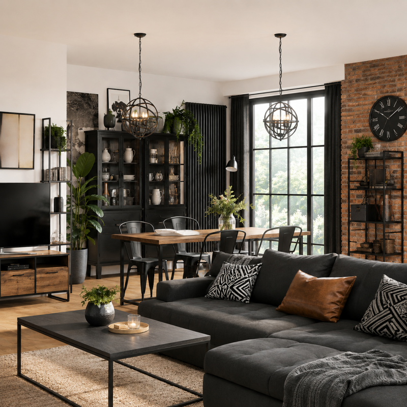 Searchlight-2474-4BK - Orbit - Matt Black 4 Light Spherical Cage Pendant