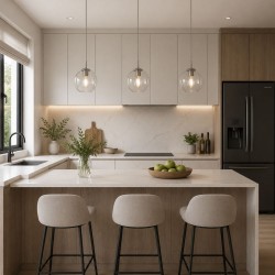 Balls - Clear Glass with Polished Chrome 3 Light over Island Fitting