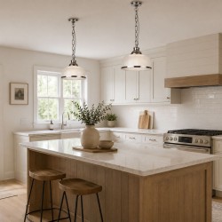 Bistro II - Textured Clear Glass & Satin Silver Pendant