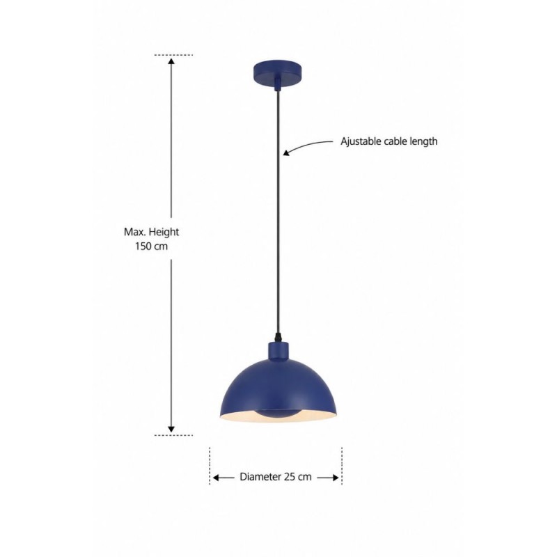 Searchlight-26225BL - Jupiter - Matt Blue Pendant Ø 25 cm