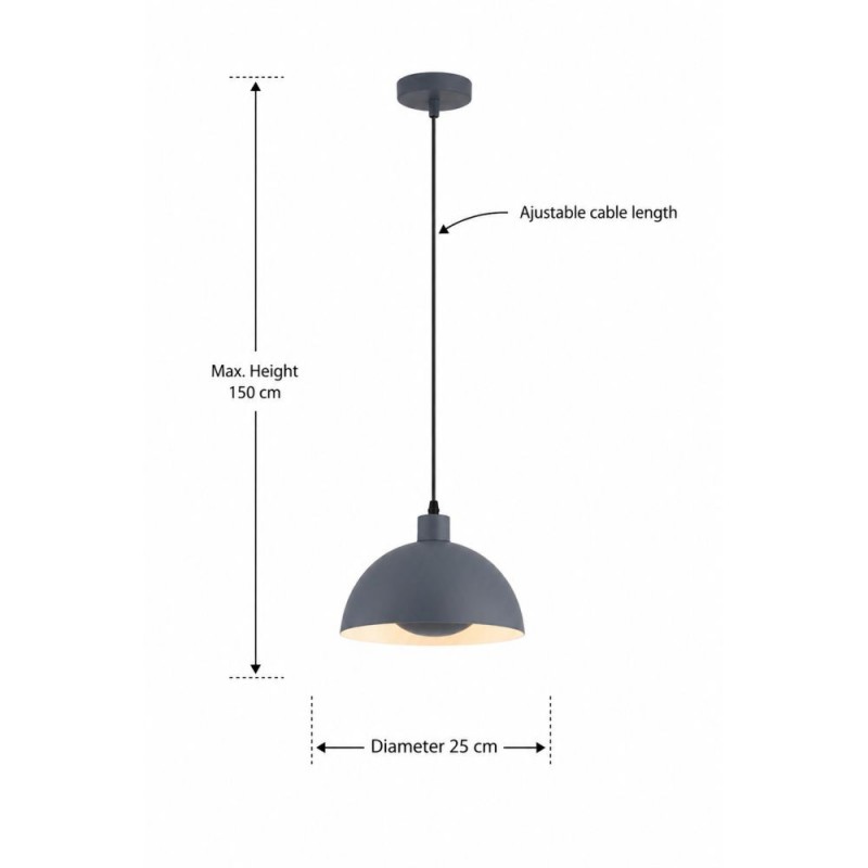 Searchlight-26225G - Jupiter - Matt Grey Pendant Ø 25 cm