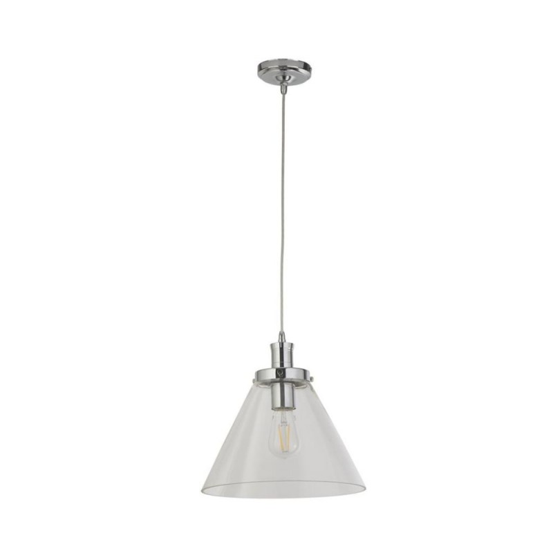 Searchlight-3228CC - Pyramid - Clear Glass with Chrome Single Pendant