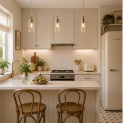 Duo III - Satin Gold 3 Light over Island Fitting with Amber & Frosted Glasses