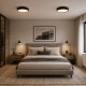 Searchlight-35510-380 - Sorrento - Black & Wood CCT Flush with White Acrylic Diffuser