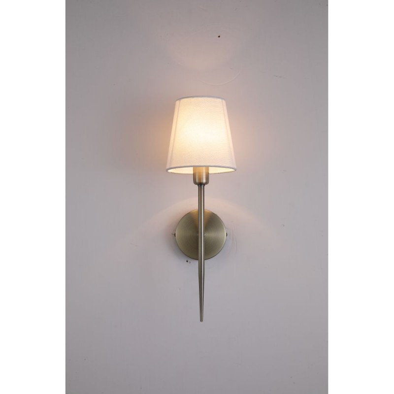 Searchlight-4786-1AB-WH-C - Knightsbridge 2 - Antique Brass Wall Lamp with White Shade
