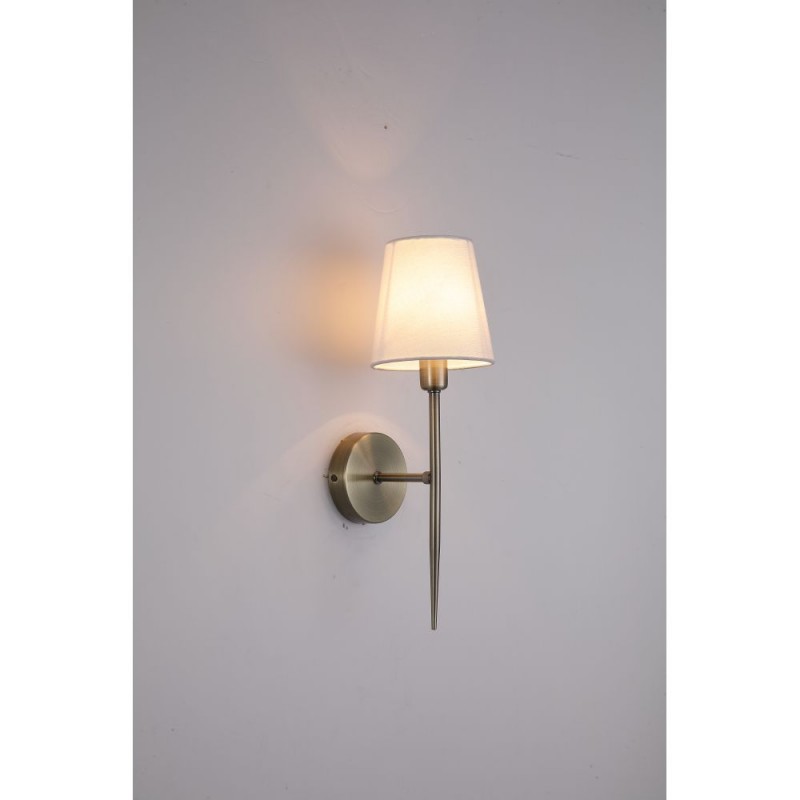 Searchlight-4786-1AB-WH-C - Knightsbridge 2 - Antique Brass Wall Lamp with White Shade