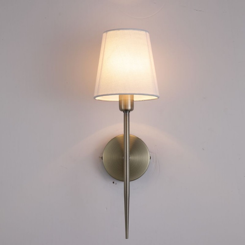 Searchlight-4786-1AB-WH-C - Knightsbridge 2 - Antique Brass Wall Lamp with White Shade