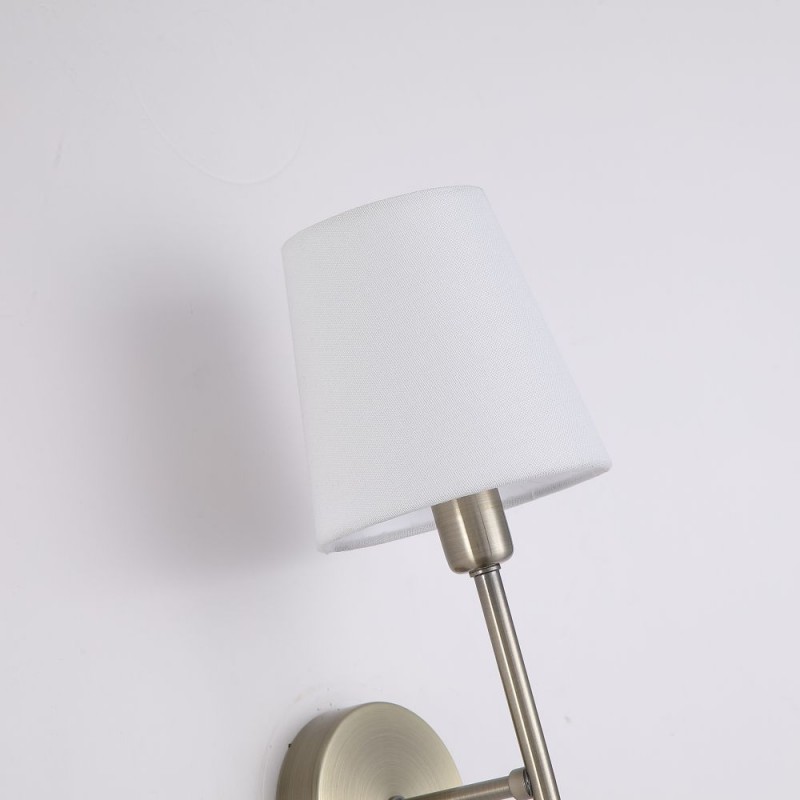 Searchlight-4786-1AB-WH-C - Knightsbridge 2 - Antique Brass Wall Lamp with White Shade