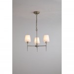 Knightsbridge 2 - Antique Brass 3 Light Centre Fitting with White Shade