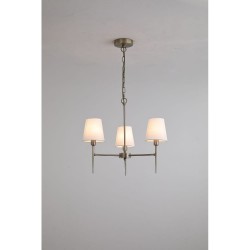 Knightsbridge 2 - Antique Brass 3 Light Centre Fitting with White Shade