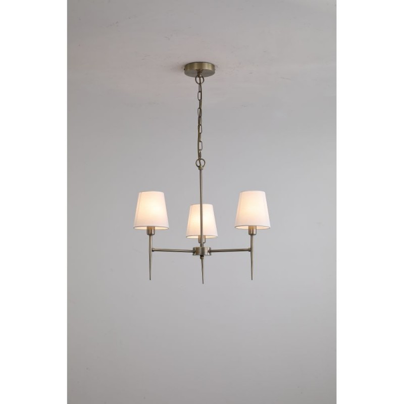 Searchlight-4786-3AB-WH - Knightsbridge 2 - Antique Brass 3 Light Centre Fitting with White Shade
