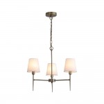 Knightsbridge 2 - Antique Brass 3 Light Centre Fitting with White Shade