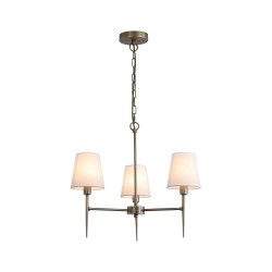 Knightsbridge 2 - Antique Brass 3 Light Centre Fitting with White Shade