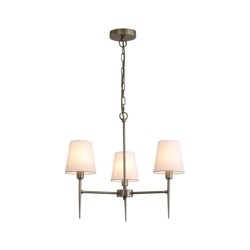 Searchlight-4786-3AB-WH - Knightsbridge 2 - Antique Brass 3 Light Centre Fitting with White Shade