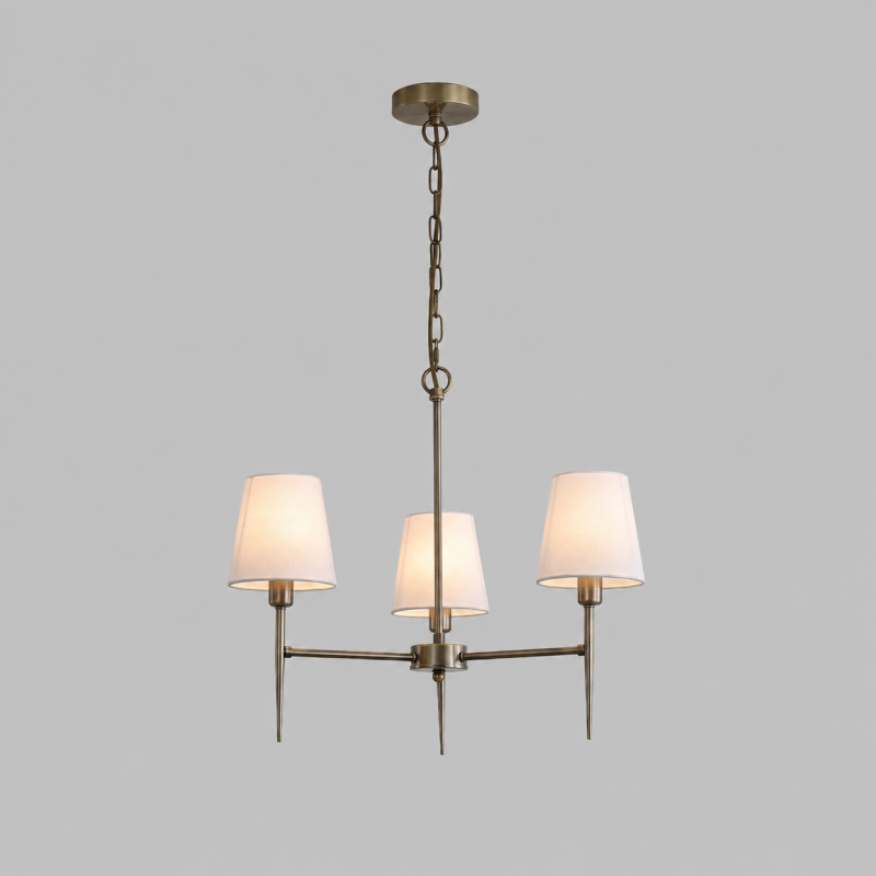 Searchlight-4786-3AB-WH - Knightsbridge 2 - Antique Brass 3 Light Centre Fitting with White Shade