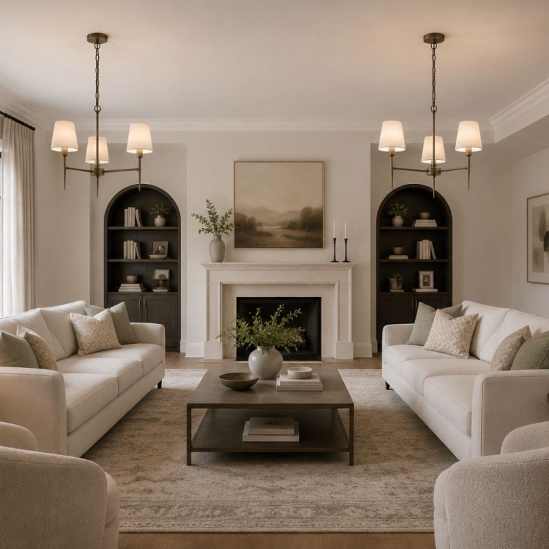 Searchlight-4786-3AB-WH - Knightsbridge 2 - Antique Brass 3 Light Centre Fitting with White Shade