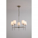 Knightsbridge 2 - Antique Brass 5 Light Centre Fitting with White Shade