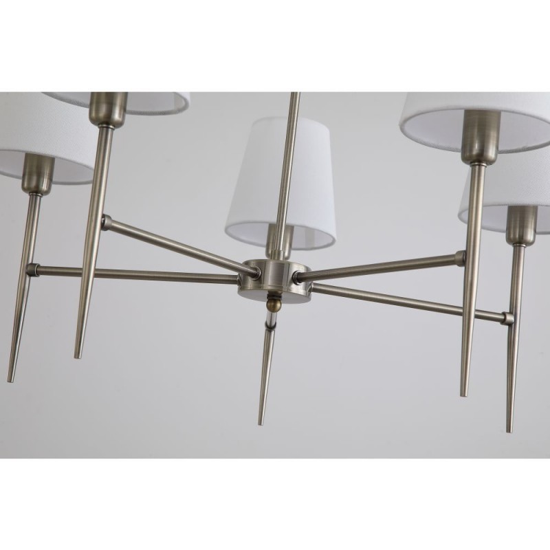 Searchlight-4786-5AB-WH - Knightsbridge 2 - Antique Brass 5 Light Centre Fitting with White Shade