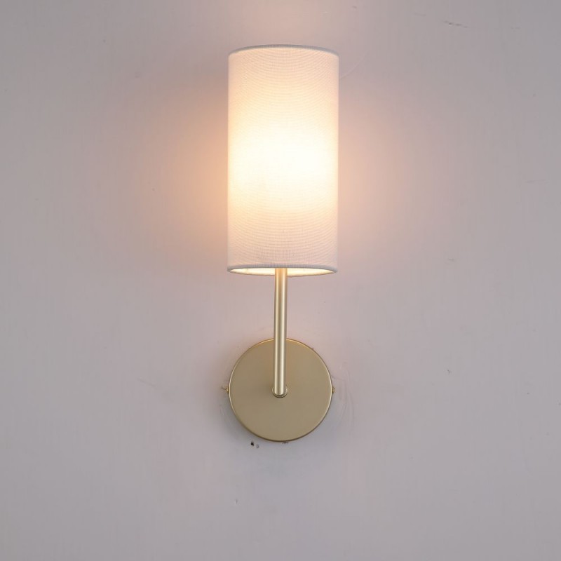 Searchlight-4787-1SB-CR - Knightsbridge 3 - Satin Brass Wall Lamp with Cream Shade