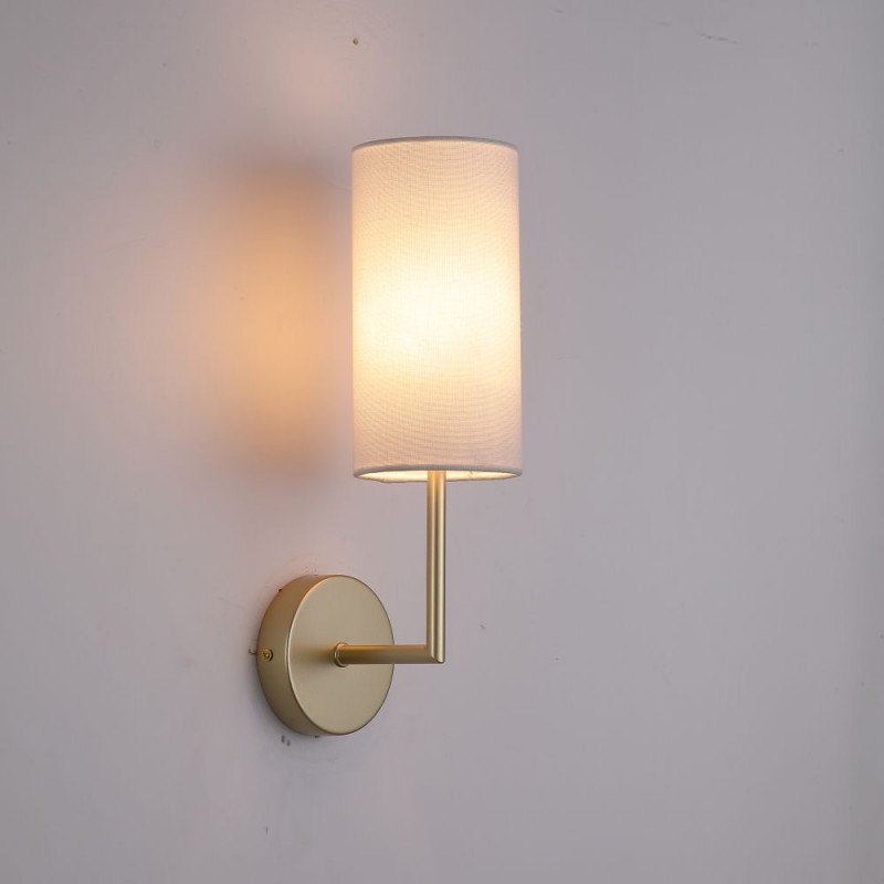 Searchlight-4787-1SB-CR - Knightsbridge 3 - Satin Brass Wall Lamp with Cream Shade