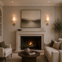 Knightsbridge 3 - Satin Brass Wall Lamp with Cream Shade