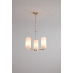 Knightsbridge 3 - Satin Brass 3 Light Centre Fitting with Cream Shade