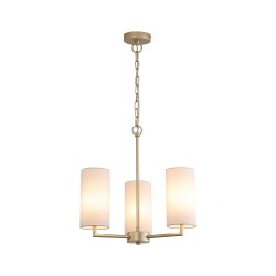 Knightsbridge 3 - Satin Brass 3 Light Centre Fitting with Cream Shade