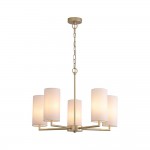 Knightsbridge 3 - Satin Brass 5 Light Centre Fitting with Cream Shade