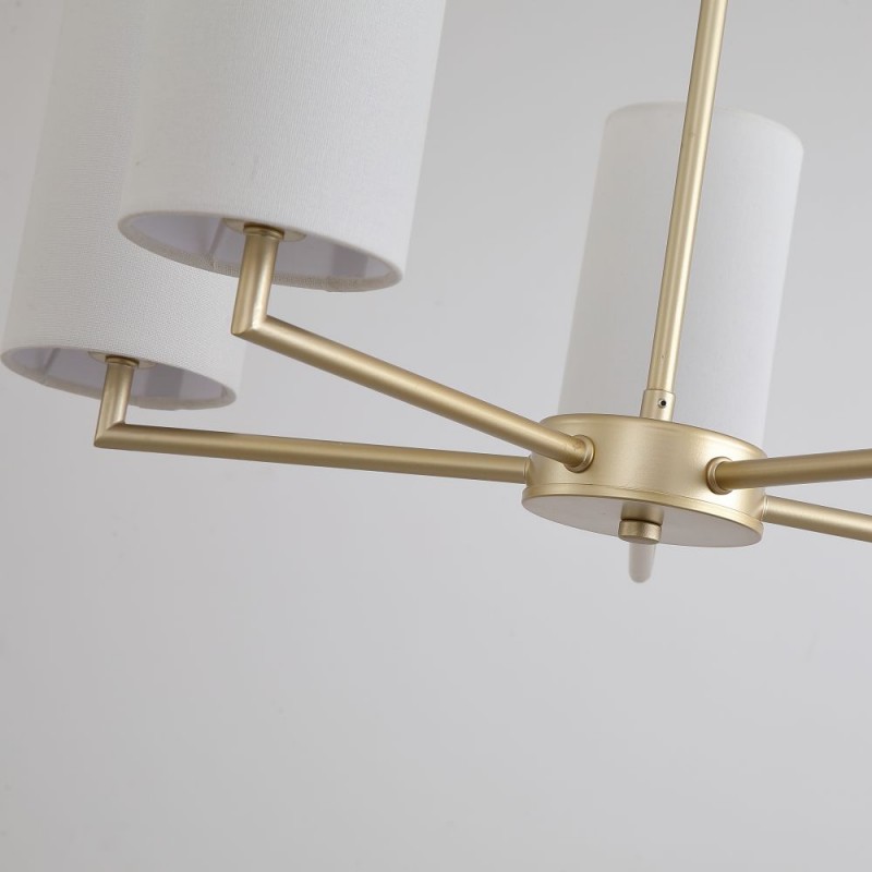 Searchlight-4787-5SB-CR - Knightsbridge 3 - Satin Brass 5 Light Centre Fitting with Cream Shade