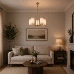 Knightsbridge 3 - Satin Brass 5 Light Centre Fitting with Cream Shade