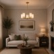 Searchlight-4787-5SB-CR - Knightsbridge 3 - Satin Brass 5 Light Centre Fitting with Cream Shade