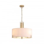Knightsbridge 3 - Satin Brass 3 Light Pendant with Cream Shade