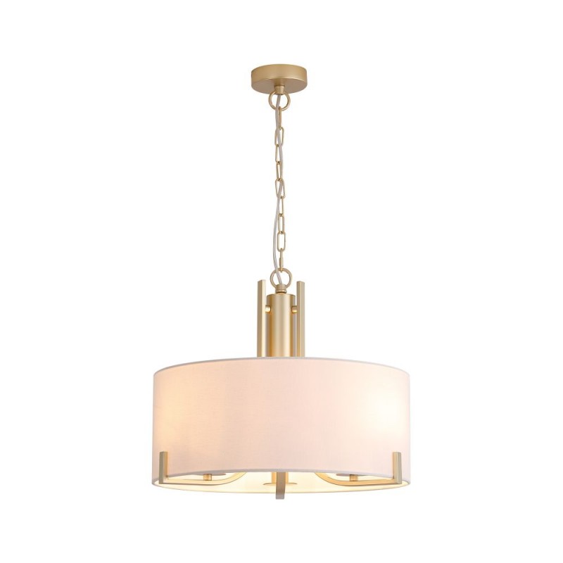 Searchlight-4788-3SB-CR - Knightsbridge 3 - Satin Brass 3 Light Pendant with Cream Shade