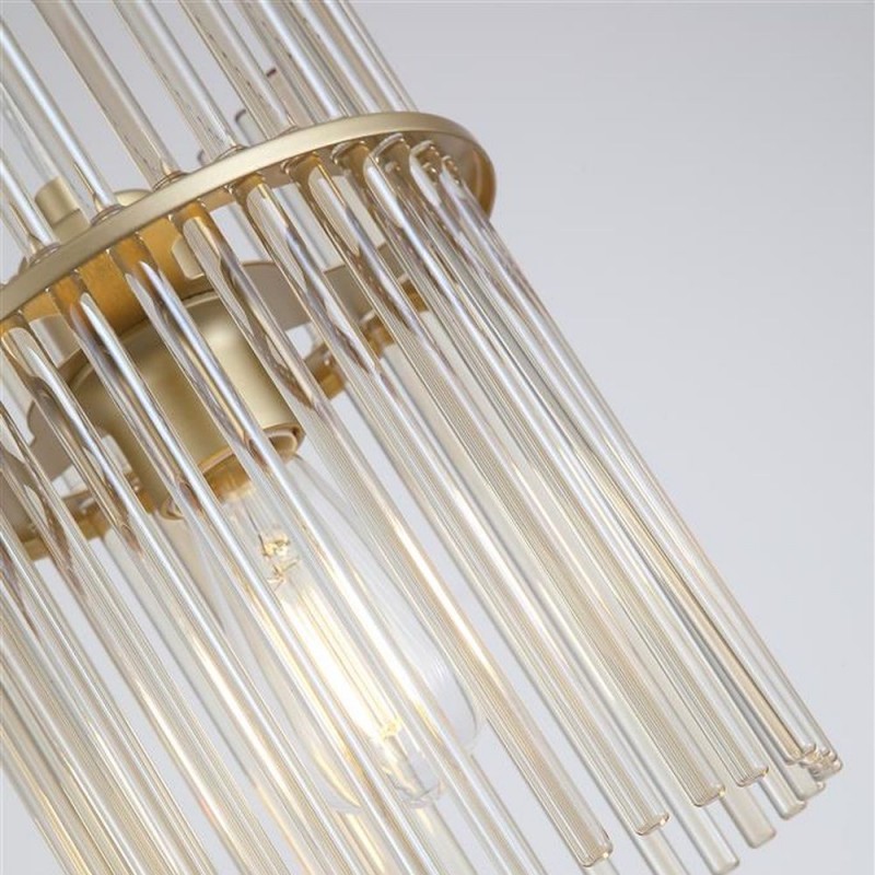 Searchlight-55620CP - Swizzle - Matt Gold Pendant with Champagne Rods